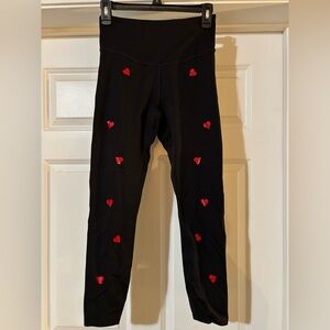 Victoria's Secret Black Leggings with Red Heart Accents